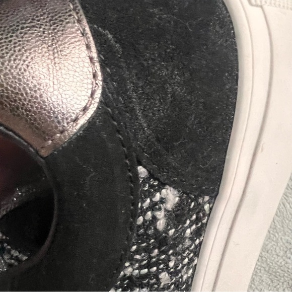 Birdies The Cardinal Lace-Up Sneaker Orbit Boucle Metallic Black Silver Tweed - Picture 13 of 15